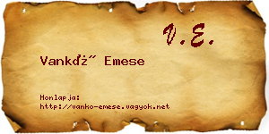 Vankó Emese névjegykártya
